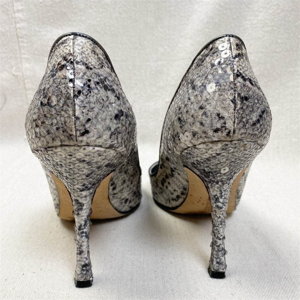 Manolo Blahnik Snake Print Sequin Pointy Toe Pump… - image 8